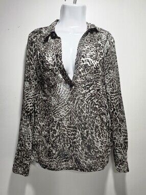 Jennifer Lopez Black & Gray Satin Printed Top Size-Xs